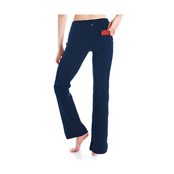 Yogipace,2 Back Pockets,29"/31"/33"/35"/37" Inseam, Women's Bootcut Yoga Pants Workout Pants,Petite/Regular/Tall Length, 29", Navy, Size XL