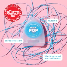REACH POP Dental Floss 3 Pack | Vegan Wax & PFAS-Free | Durable & Shred Resistant | Slides Smoothly & Easily | Effective Plaque Removal | Blue Color Floss | Mint, 164.1 YD