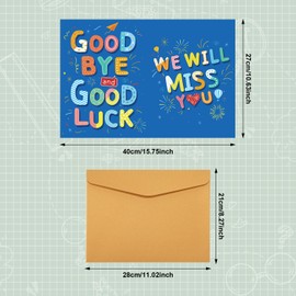 Jumbo We Will Miss You Card, 15.75x10.63in Large Farewell Good Luck Greeting with Envelope Oversized Leaving Goodbye Card for Colleague Coworker Retirement Teacher Boss Friends (Blue)