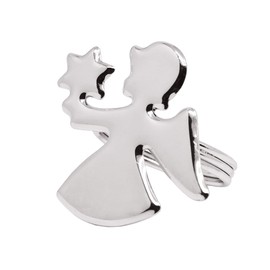 EDZARD Set of 4 Napkin Rings Angel Length 5 cm Silver-Plated Tarnish-Resistant