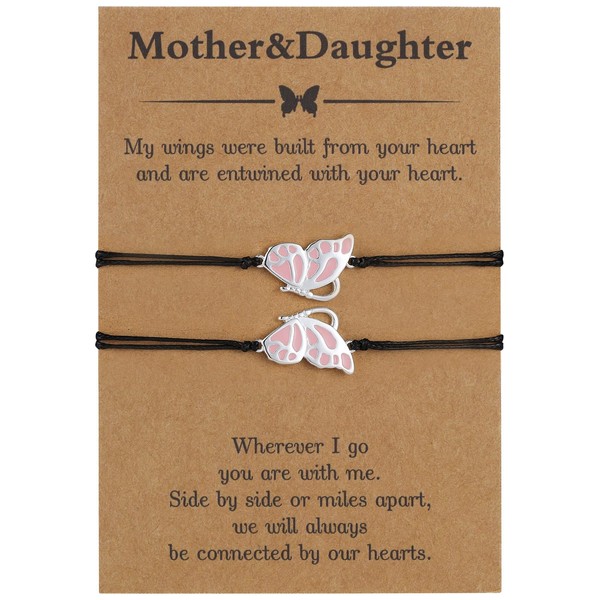 RS Matching Butterfly Mother Mom Daughter Bracelets Set for 2