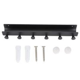 Wall Mounted Hook Space Aluminum Wall Clothes Pegs with 6 Hooks Punchfree Hanger for Hanging Coats Hat Keychain(Black )