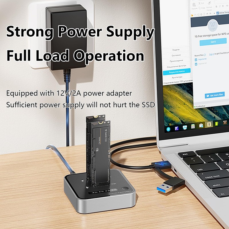 MiliPow Dual-Bay M.2 NVMe SSD Enclosure, Offline Clone SSD Duplicator,