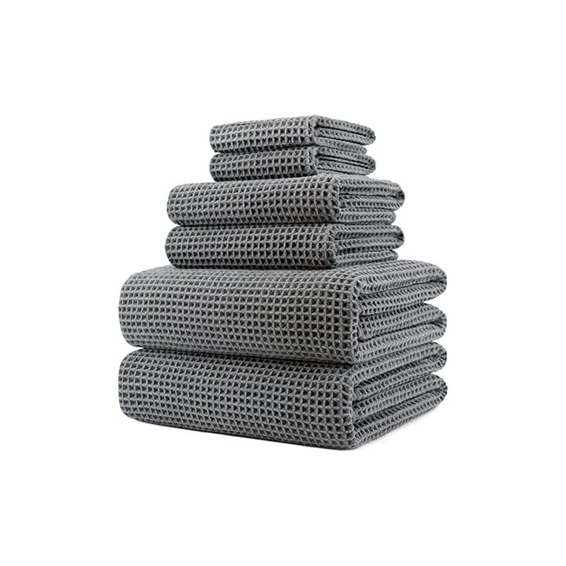Polyte Set de 6 Toallas de Baño Microfibra Waffle Secado