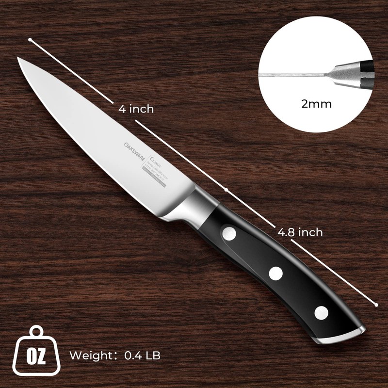 OAKSWARE Paring Knife, 4 inch Small Kitchen Knife Ultra Sharp