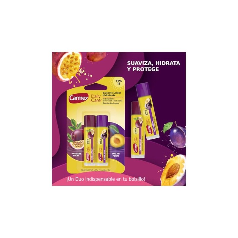 Bálsamo para labios Carmex Daily Care duo pack passion fruit