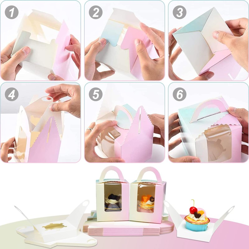 KEYIDO Pack of 30 Cupcake Transport Boxes 1 Cupcake Box