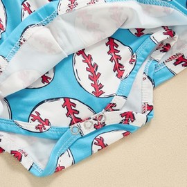 Youweixiong Youweixiong Infant Baby Girl Baseball Outfit Short Sleeve Sports Romper Dress Skirt Bodysuit A-Line Princess Dresses One-Piece Summer Clothes with Headband (Blue, 0-6 Months)