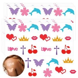270pcs Tanning Sunbathing Stickers Self Adhesive Heart Lips Dolphin Butterfly Cherry Body Sticker Tanning Bed Decals for Summer Beach Outdoor Indoor Salon Party Supplies