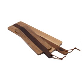 Thirstystone Acacia Wood Charcuterie Boards with Round Handles, Striped Design, Made from All Natural Materials, 2-Piece Set - Meadow