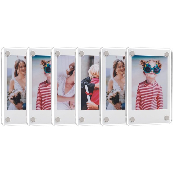 SUNEZLGO 6 Pack- Acrylic Fridge Magnetic Frame, Acrylic Photo Picture