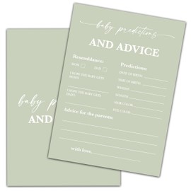 Green Baby Shower Game, Baby Predictions and Advice Baby Shower Game Cards, Gender Reveal Party Game, Baby Shower Party Activities & Decorations -25 Game Cards(C04)