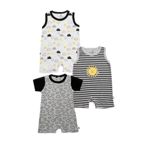 Snugabye Black and White Collection, Baby 3-Pack Romper Bundle |