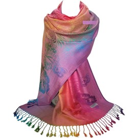 GFM® Silky Feel Rainbow Pashmina Style Scarf -Light Pink - (PCK3-HLGLB-A1)