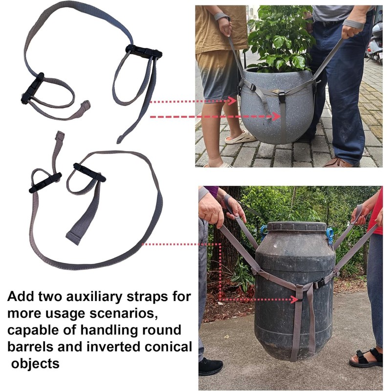 Potted Plant Mover and Lifting Straps for Garden, Landscaping Lifting