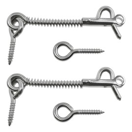 sunnates 2 PCS Stainless Steel Spring Hook and Eye Safety Latch 3 Inch Hook and Eye Safety Latch for Home Farm or Camping Trailers