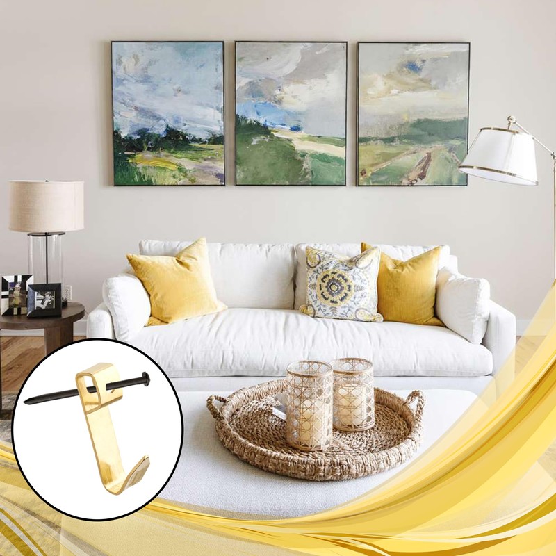 Hardware-Solutions 100 PCS Single Brass Plated Steel Picture Hooks with