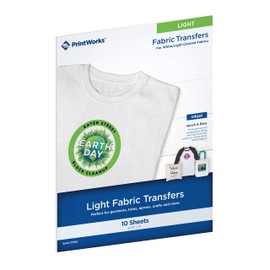 Printworks White T-Shirt Transfers for Inkjet Printers, For Use on White Fabrics Only, Photo Quality Prints, 10 Sheets, 8 ½” x 11” (00480)