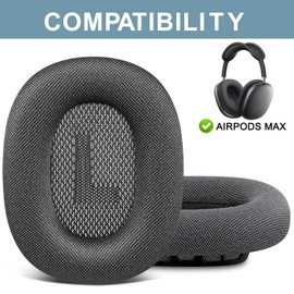 SOPROM Ear Pads Replacement for Airpods Max Over-Ear Headphones, Earpads Cushions with Durable Mesh Fabric, Softer Foam - Space Gray