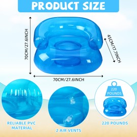 4 Pcs 28 Inch Kids Inflatable Chairs Blow up Chairs Inflatable Furniture Novelty Blow up Couch Seat Waterproof PVC Air Sofa Couch for Kids Beach 90s Party Camping, Picnics Party Supplies(Blue)