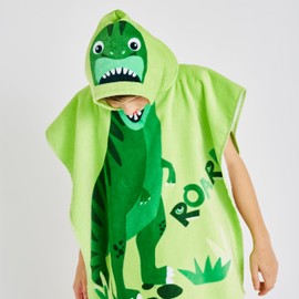 Catherine Lansfield Kids Dinosaur Hooded Towel Poncho 60x120cm Green