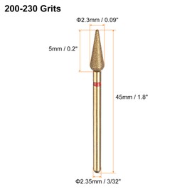 sourcing map 8pcs 200-230 Grits Diamond Grinding Bit 4.2mm Bullet-Head 2.35mm Shank 12mm Length Titanium Plated Stone Sanding Drill Bits Rotary Tool for Nails Grinding Polishing