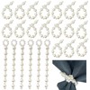 Pearl Napkin Rings Set of 24, White Beaded Napkin Rings
