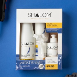 SHALOM Perfect Straight Complete Kit with Keratin & Wheat Protein - Shampoo, Conditioner, Hair Mask, Leave-in Conditioner - Sulfate, Salt & Paraben Free