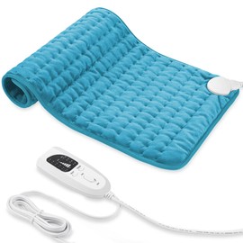 VIBOOS Heating pad, Electric Heat Pad with Automatic Switch-Off and 6 Temperature Levels Heating pad for Back Neck Shoulder Belly Heating Technology - Machine Washable. (Blue., 12'' x 24'')