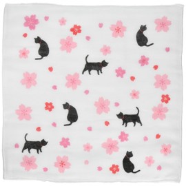 Maruzen 8-ply Gauze Handkerchief, Cat, 11.0 x 11.0 inches (28 x 28 cm)