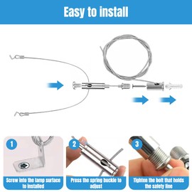 Riisoyu Set of 4 rope suspension installation kit, 1.5 mm x 1 m lamp suspension wire rope for attaching 'Y' of LED panels, wire ropes, hanging set, adjustable wire rope for ceiling light, lamp, aquarium light