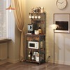 MAHANCRIS Bakers Rack with Drawer, Microwave Stand with Power Outlet,