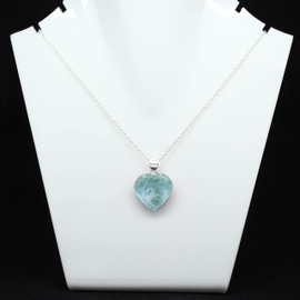 GemInspire Natural Larimar Heart Pendant Necklace, Gemstone Necklace, Heart Crystal Necklace, Lightweight, Party Wear, 925 Silver 16+2 inch Adjustable Chain, Gift for Her
