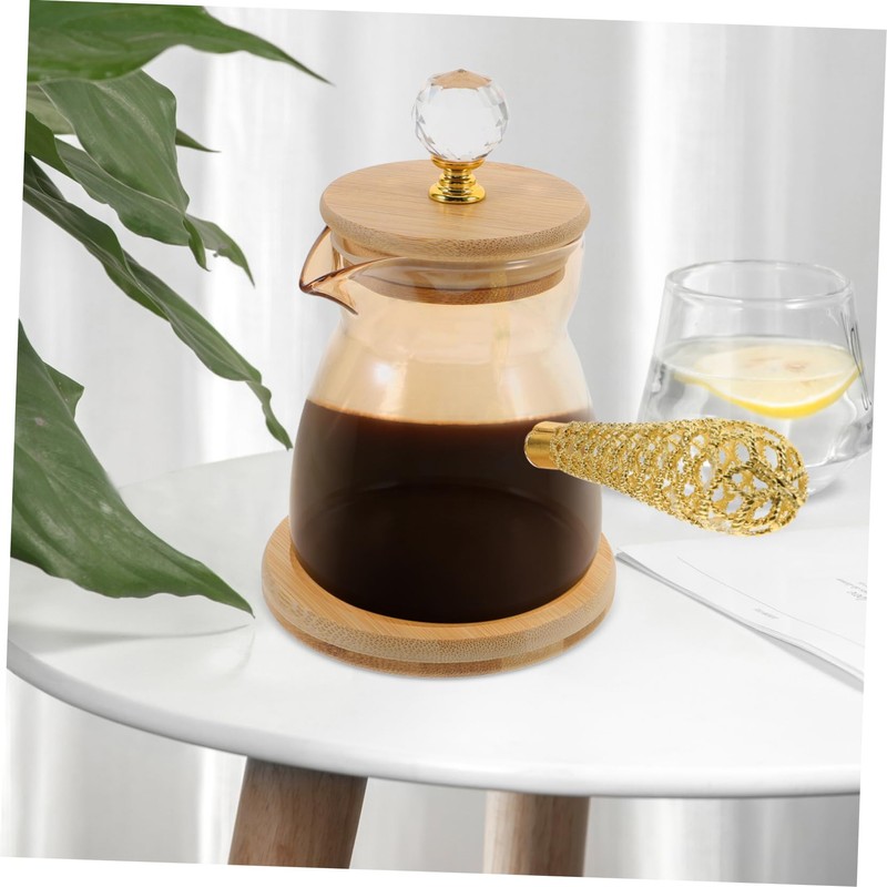 Ipetboom Insulated Borosilicate Glass Coffee Kettle with Side Handle Elegant