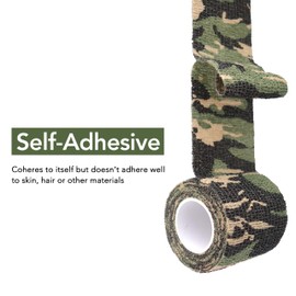 RISEN Cohesive Bandage 2” x 5 Yards, 6 Rolls, Self Adherent Wrap Medical Tape, Adhesive Flexible Breathable First Aid Gauze Ideal for Stretch Athletic, Ankle Sprains & Swelling, Sports(Jungle Camo)