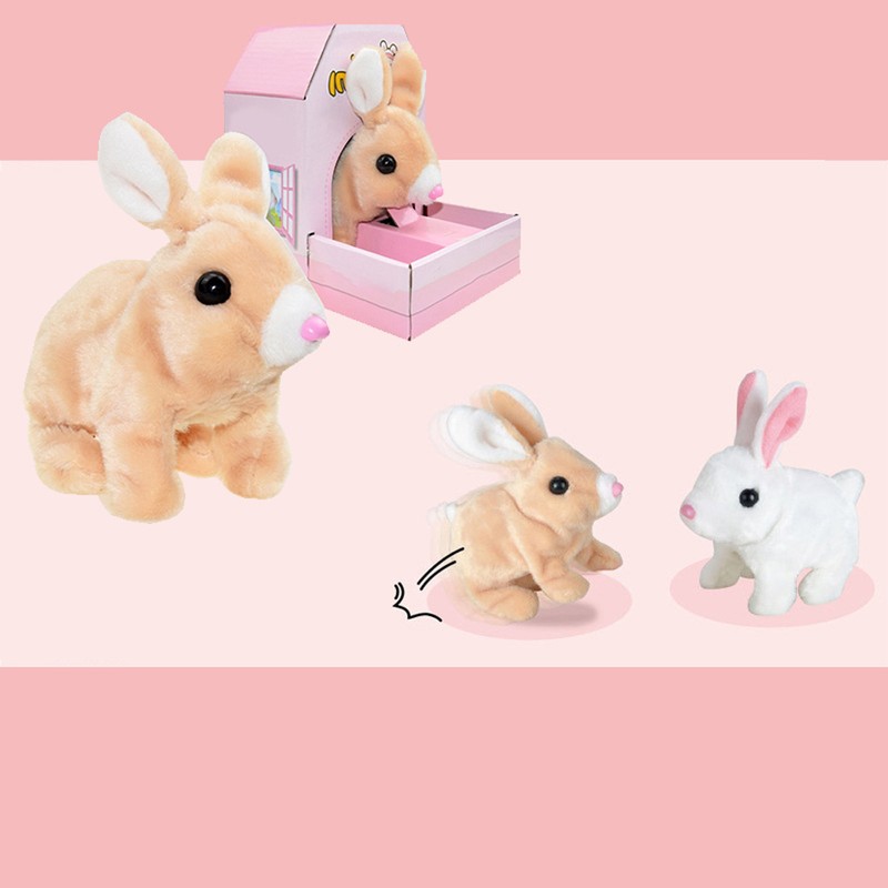Electric Rabbit Plush Toy Battery Operated Stuffed Bunny Jumping Wiggle