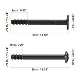MECCANIXITY 100 Pcs Computer Case Fan Screws, 1.18"L Black Carbon Steel, Flat + Round Nail Head, Reducing Vibration, Suitable for Radiator & Fan Installation