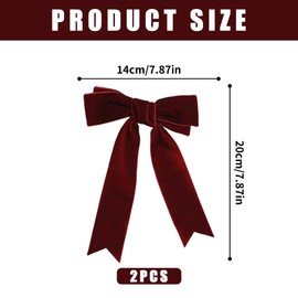 2 Pcs Velvet Bows Hair Clip,Large Satin Ribbon Bow Hairpins,Bows Hair Barrettes Fastener French Bows Hair Clips Bobbles with Long Ribbon Vintage Party Hair Accessories,for Women Girls Gifts(Black/Red)
