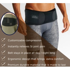 Vriksasana Posture SI Belt That Treats Sciatica Symptoms Including Pelvic, Leg and Lower Back Pain - XL / XXL