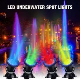 Lychee Waterproof Underwater Spot Lights,Remote Control Amphibious Change Color Submersible Lights for Garden Pond Aquarium Courtyard Swimming Pool Fountain Fish Tank (Set of 4)