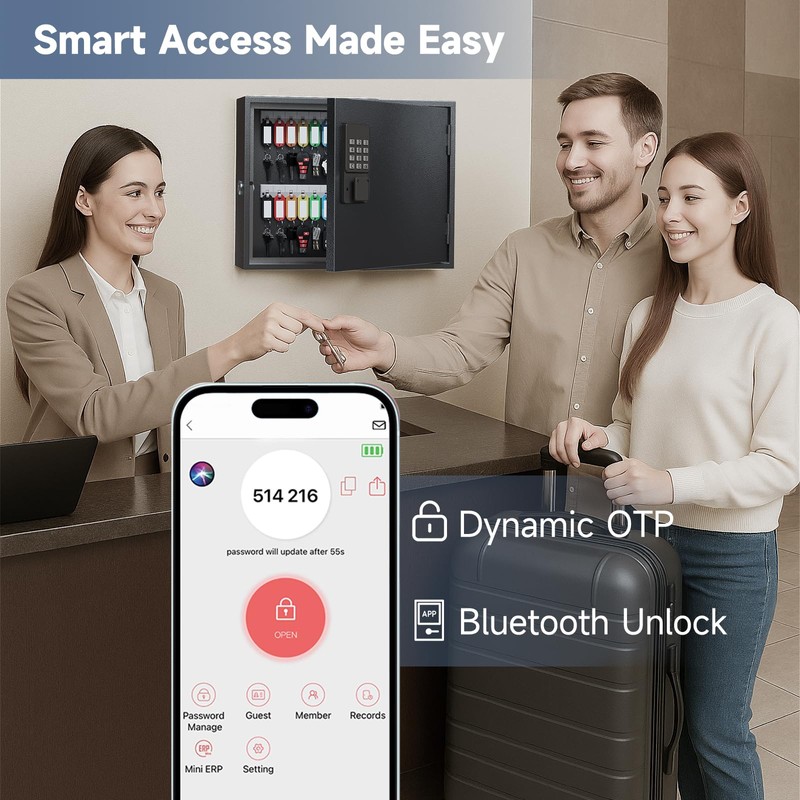 WeHere 60 Key Lock Box Wall Mount, Smart Key Cabinet