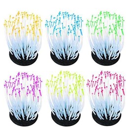 HASANBAY Silicone Simulation Fluorescent Colorful Anemone Aquarium Ornaments,Glowing Fish Tank or Reptiles Tank Anemone Decorations,Glow in The Dark Anemone Fluorescence