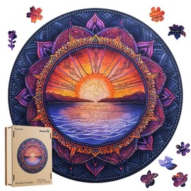 Qiuenisray Wooden Puzzles for Woman 500 Pieces, Sunset Jigsaw Puzzles, Wall Decor Puzzle, FSC Certified Unique Shape Animal Adult Puzzles, Wood Puzzles Best Gift for Teengaer 16.7x16.7 in
