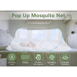 Gugxiom 78 * 32 * 22 Pulgadas Tienda, Mosquitera Plegable Portátil, Camping con Fondo de Red, para Cama Camping Viaje Patio (Azul con Fondo)