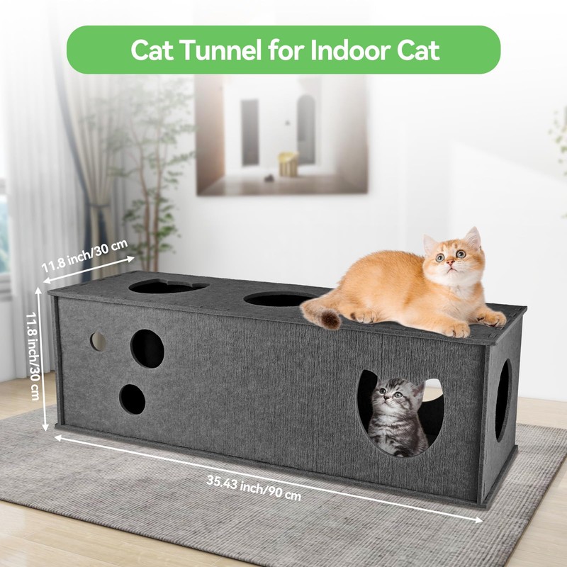 Cat Tunnel for Indoor Cats, DIY Transformable Cat Hideaway Cave,