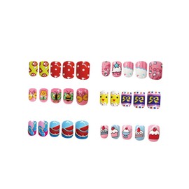 BIUDECO Diy Kids Nail 144 Pcs Nail Stickers Pre-glued Safe Stylish for Boys Girls Party-friendly Random Style