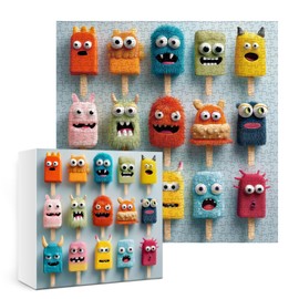 Funny Popsicle Puzzles for Adults 1000 Pieces, Colorful Ice Cream Art Jigsaw Puzzles, Challenging Cute Summer Food Puzzles