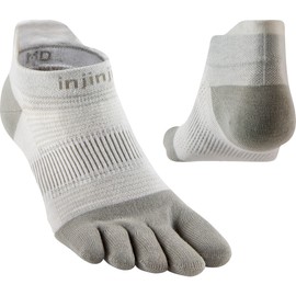 Injinji Unisex Run Lightweight No-Show Socks, sand, M