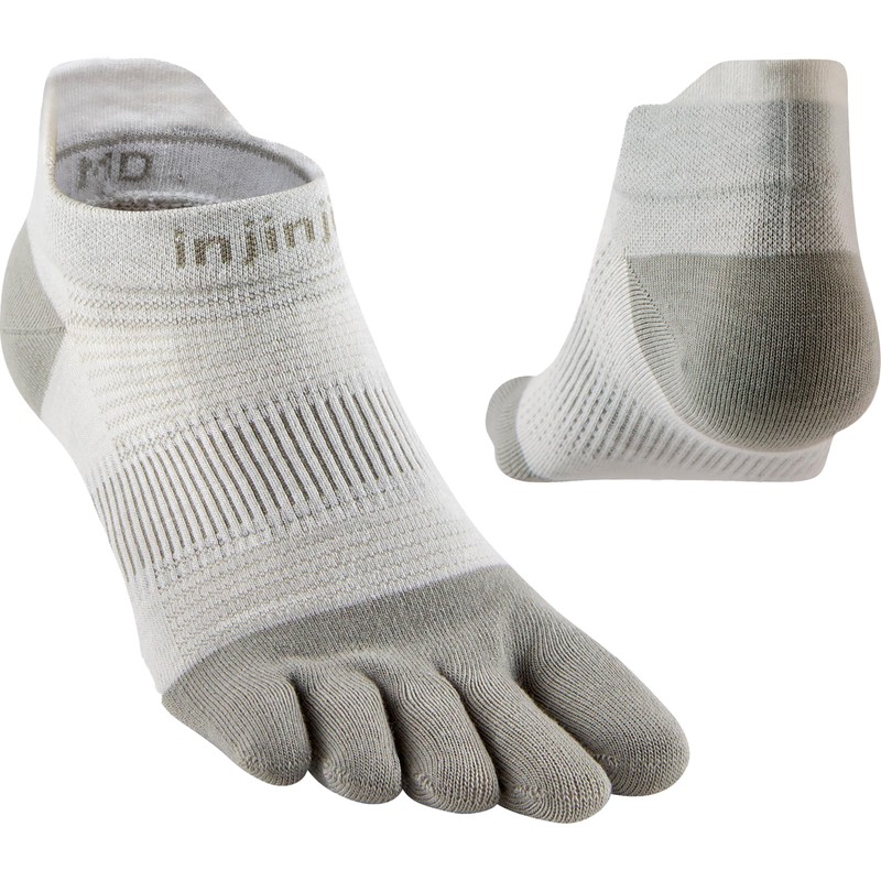 Injinji Unisex Run Lightweight No-Show Socks, sand, M