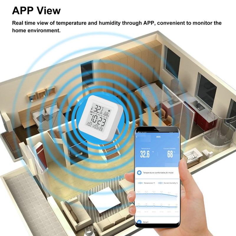 Temperature and Humidity Sensor, Wireless Digital Hygrometer Thermometer with LED